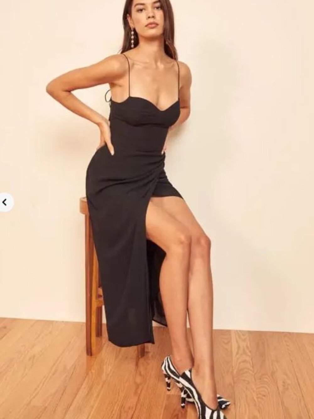 NWT Reformation Kourtney Midi Dress in Black